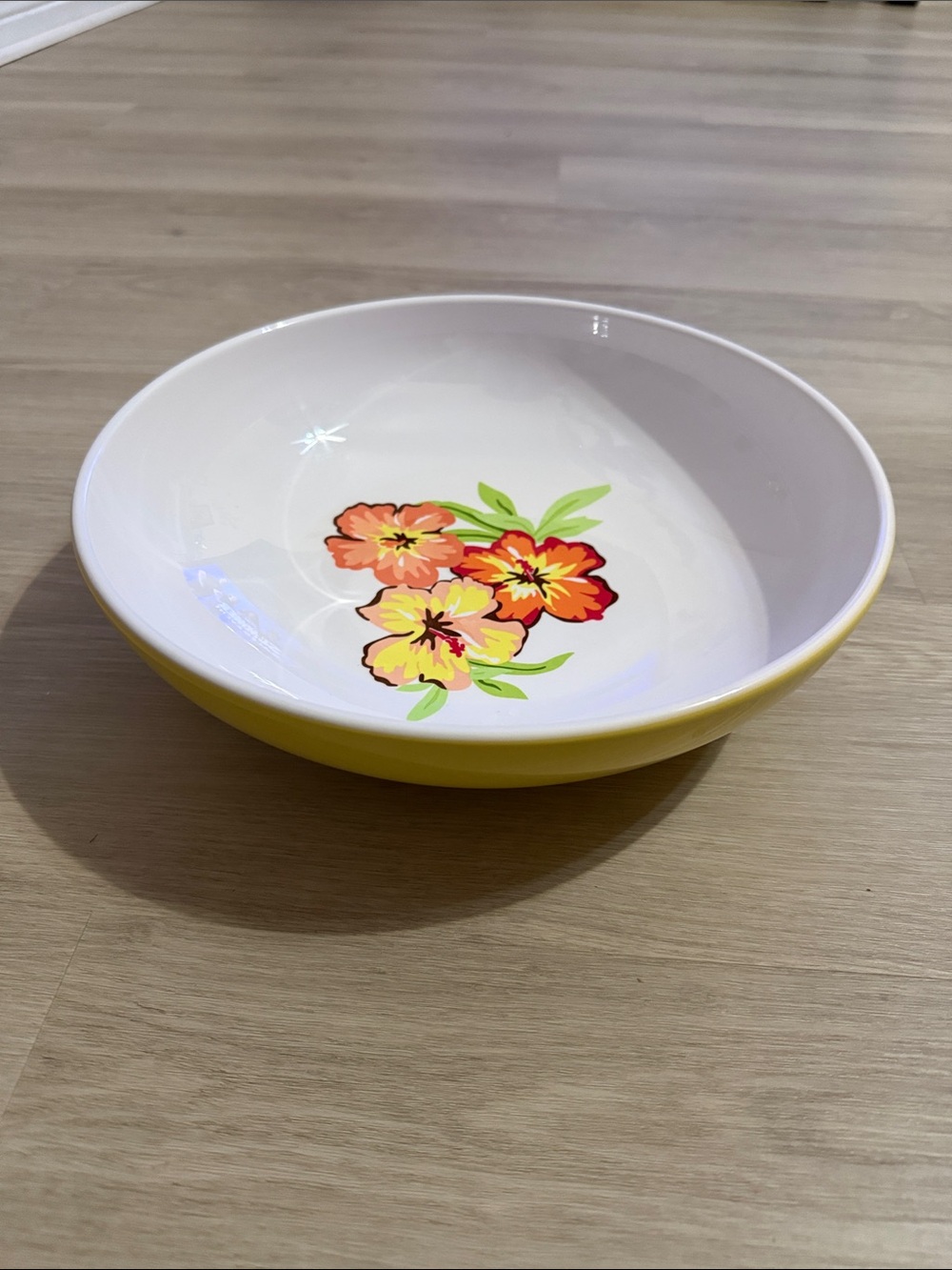 Yellow Floral Melamine Serving Bowl